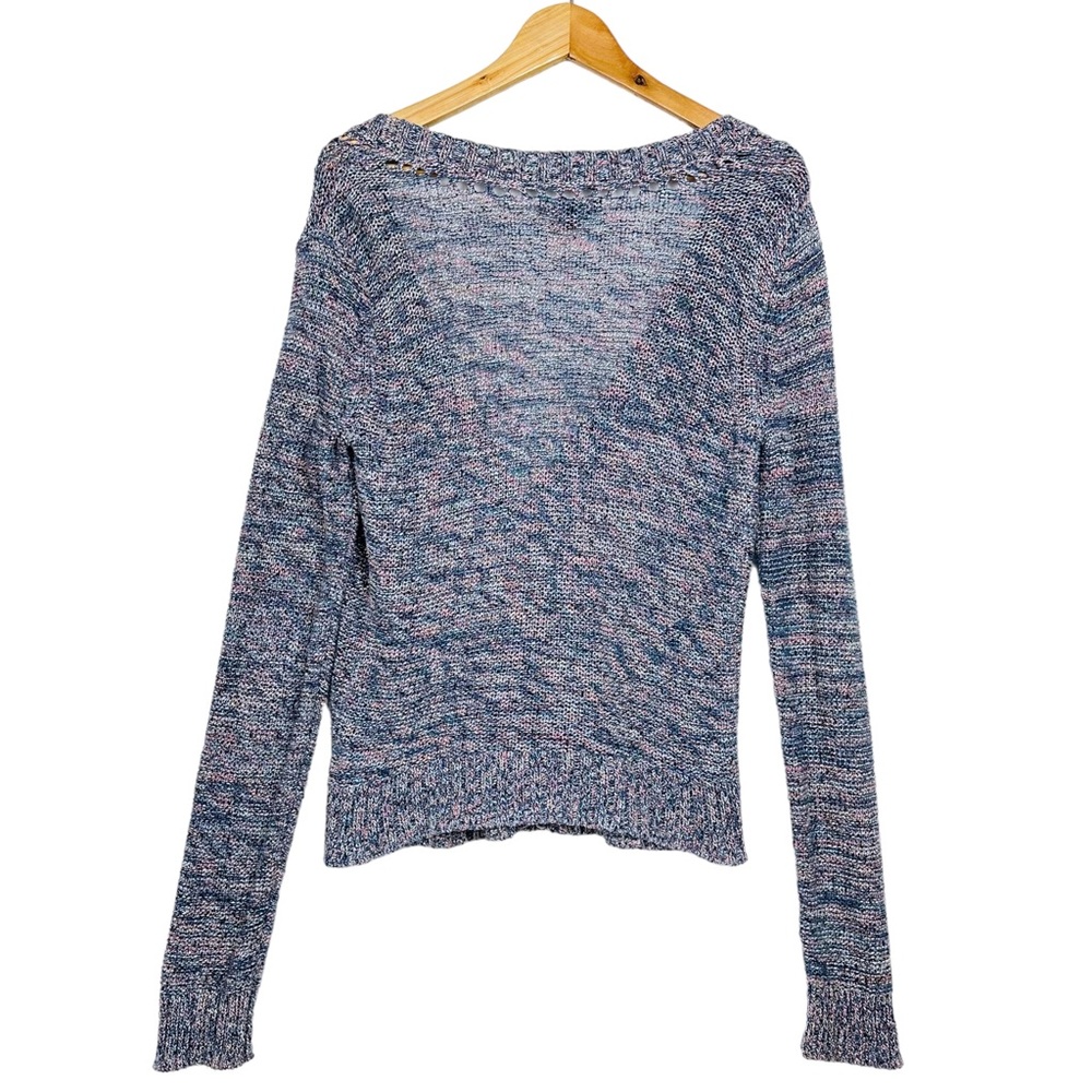 American Eagle Slouchy Marled Knit V Neck Button Up Grandpa Cardigan Sweater M - Picture 2 of 9